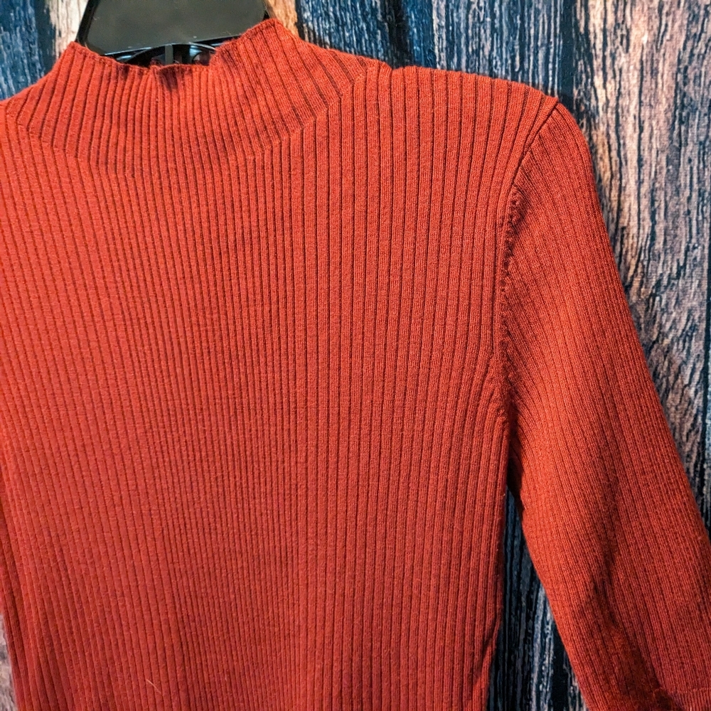 Autumn Red Mock Turtleneck Sweater
